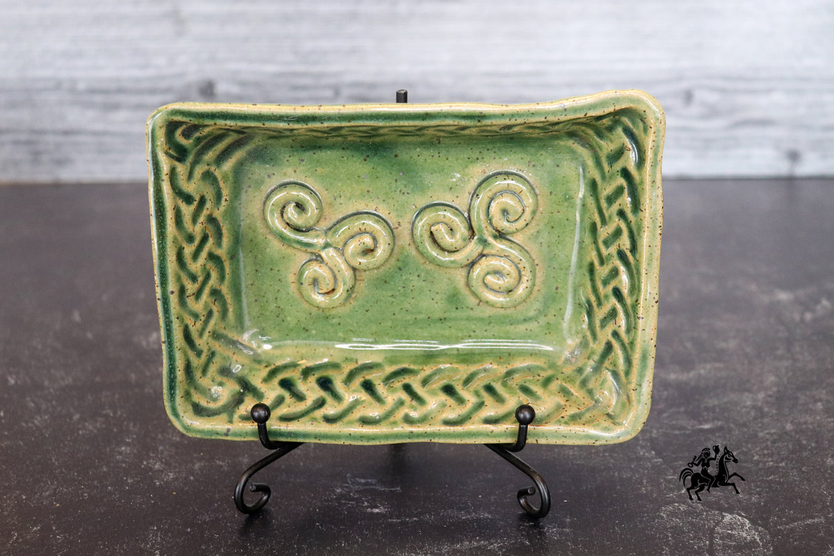 Celtic Soap or Trinket Dish - London Green Triskles