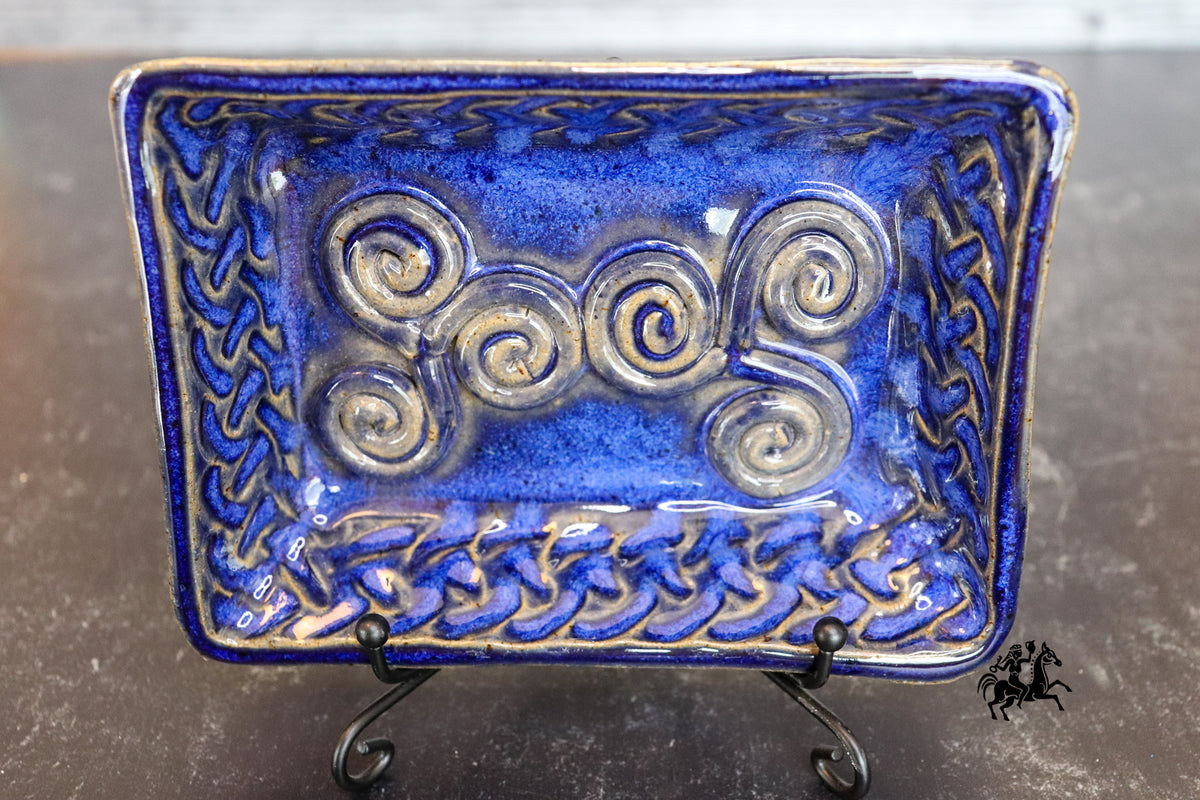 Celtic Soap or Trinket Dish - Electric Blue Large Triskles